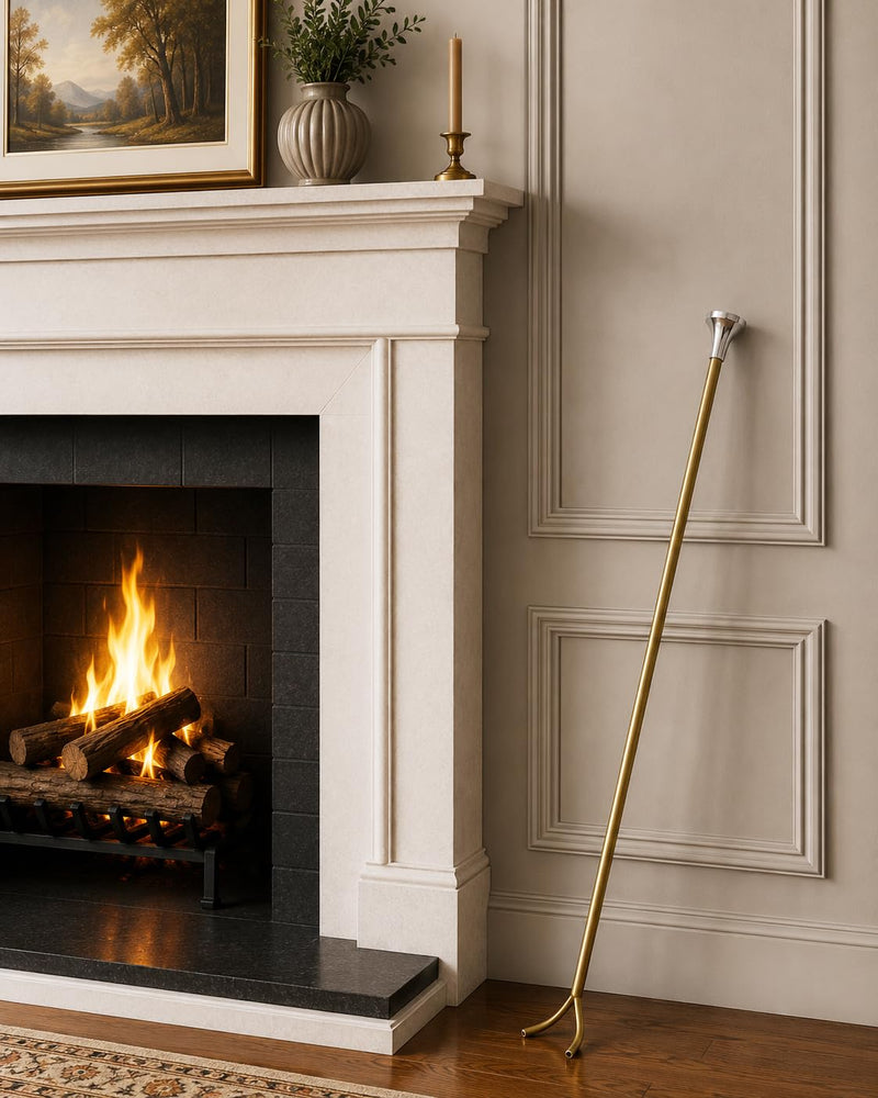 Antique Gold Blow Poke Fireplace Tool 32 Inch, Fire Blowing Stick Split Type Compact Fire Starter, Handmade Fire Blow Stick, Fire Poker Blower Stick, Fire Blower, Stoke Your Fire Easily in Fireplace
