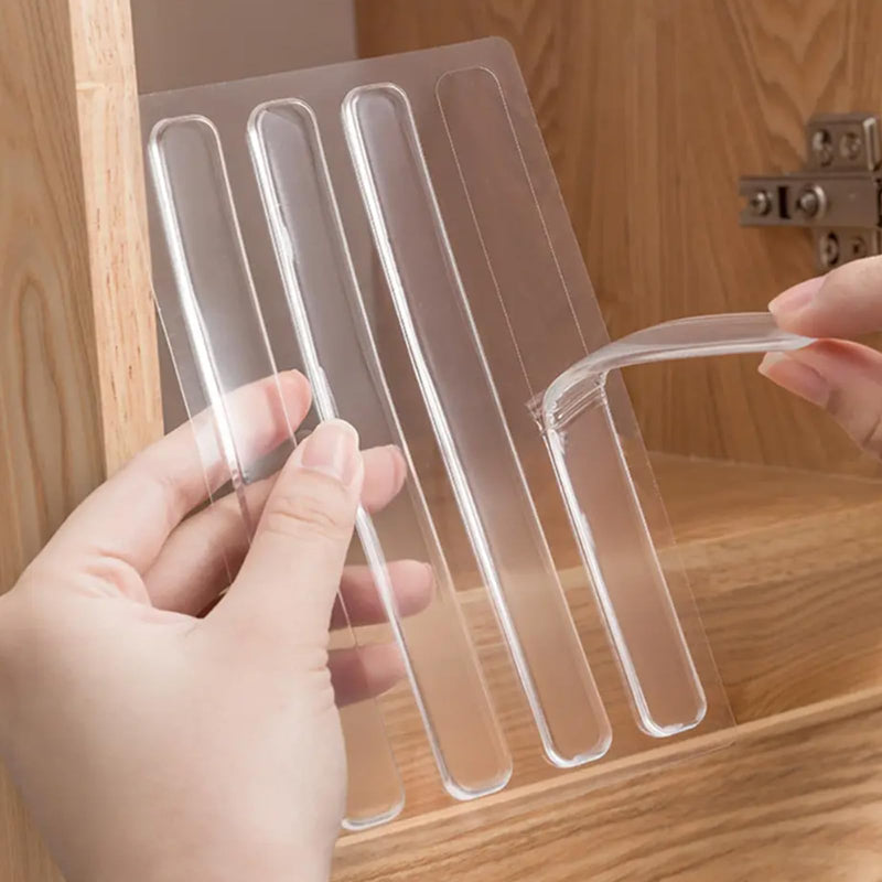 100Pcs Door Slam Stopper Preventer,Self Adhesive Rubber Bumper Strip,Used for soundproofing, buffering, and protecting furniture, suitable for household wall doors, bathroom covers, and table corners.