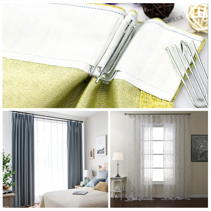 INCREWAY Curtain Accessory, 10 Meters/10.9 Yards White Curtain Tape Curtain Heading Deep Pinch Pleat Tape with 20 Pcs Stainless Steel 4 Prong Curtain Pleater End Tape Hooks Clips for Curtain DIY 10m*7cm 20 Hooks