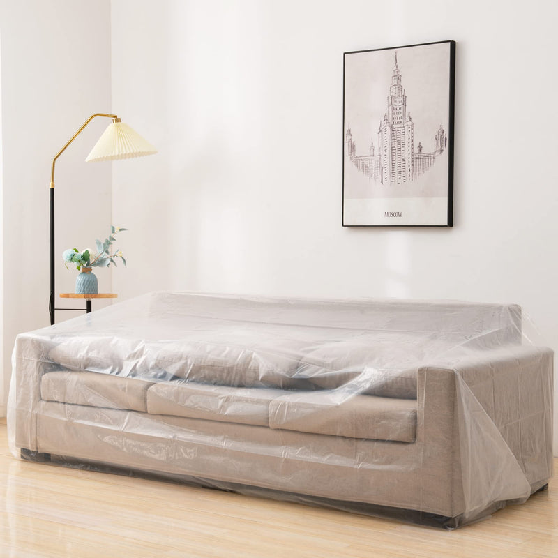 1 Pack 2 Mil Plastic Drop Cloth for Painting 9ft x 12ft, Heavy Duty Plastic Painters Drop Sheet, Waterproof Plastic Painting Tarp for Floor Covering 1