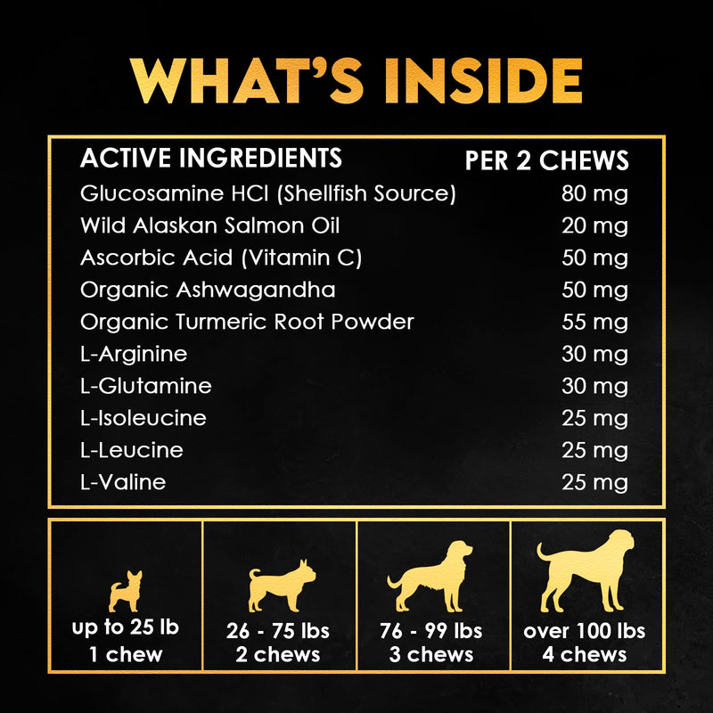 11-in-1 Muscle Gain Chews - Weight Gain Supplements for Dogs with High Protein & Amino Acids - Premium Muscle Builder for Bully & All Breeds - Healthy for Puppies - 150 Chews - Duck