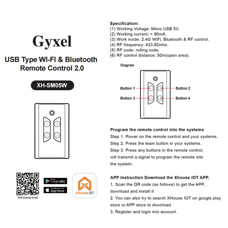 SM-05W Smart USB WiFi Controller APP Remote Control Compatible with Alexa, Google Assistant, IFTTT, Gate Remote Control Work for Automatic Swing Sliding Gate Opener