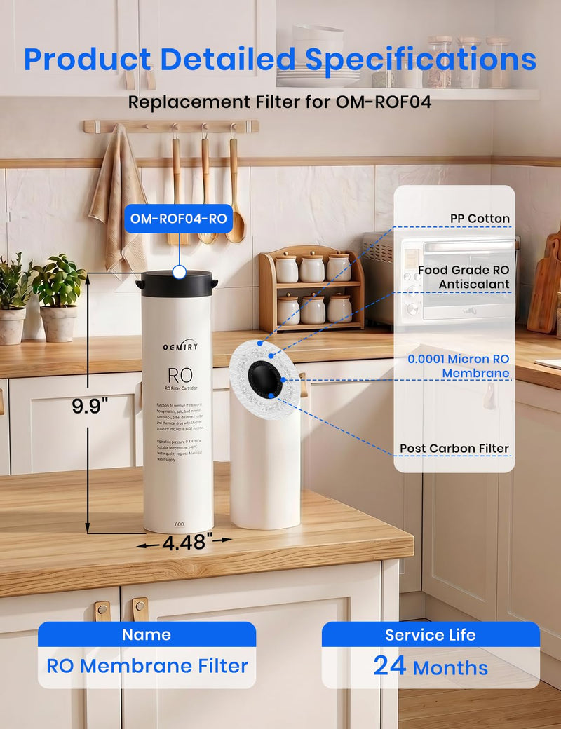 Replacement RO Filter for OM-ROF04 Reverse Osmosis System, 1 Pack ROF04-RO