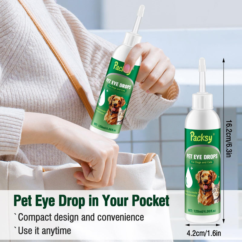 120ml/4.06fl oz Pet Eye Drops for Dogs and Cats,Solution for Redness,Itching and Tear Stains,Fast-Acting,Safe for All Breeds and Sizes 1