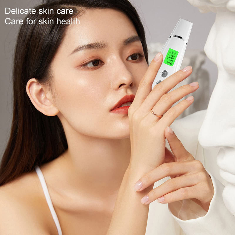 Portable Skin Moisture & Oil Analyzer, Digital Skin Detector Tester with LED Display, Facial Hydration Sebum Scanner for Beauty Salon Spa Home Use, White