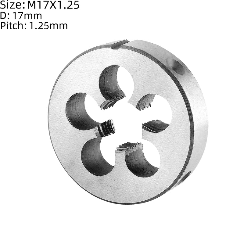 Burkit M17 X 1.25 Tap and Die Set, M17 x 1.25 Machine Thread Tap and Round Die Right Hand