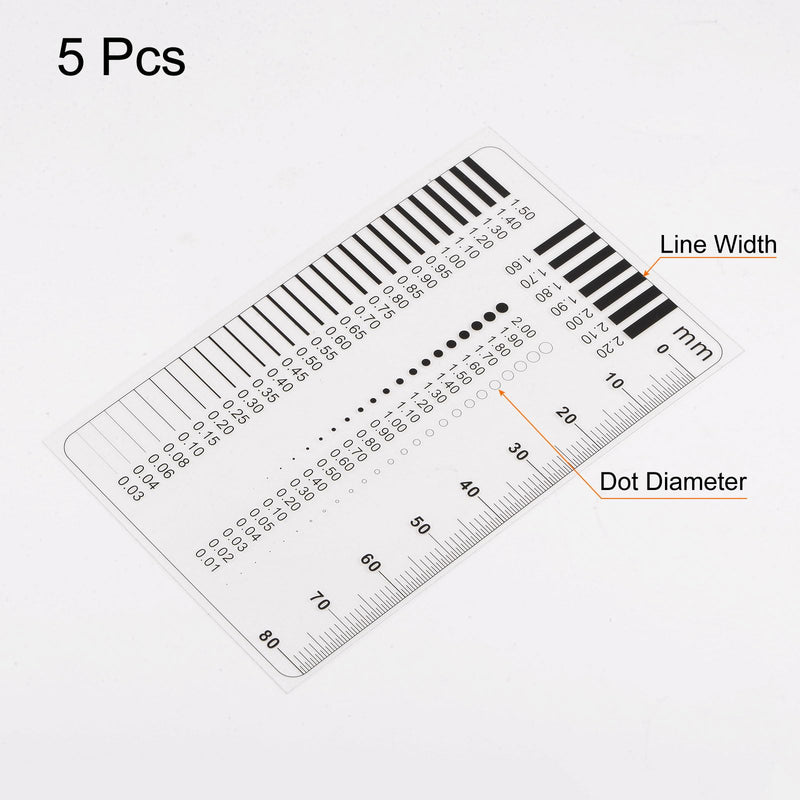 HARFINGTON 5pcs High Precision SEC Size Estimation Chart 80mm Covered Transparency Flaw Detection Film Ruler for Diameter and Line Width Defects Measuring 5
