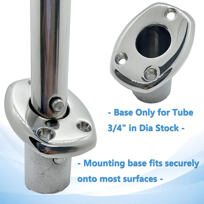 24-Inch Marine Flag Pole with Mount Base, 316 Stainless Steel Boat Flag Pole Holder for Yacht, Pontoon, Truck & Dock, Fits 3/4" ID Tube A