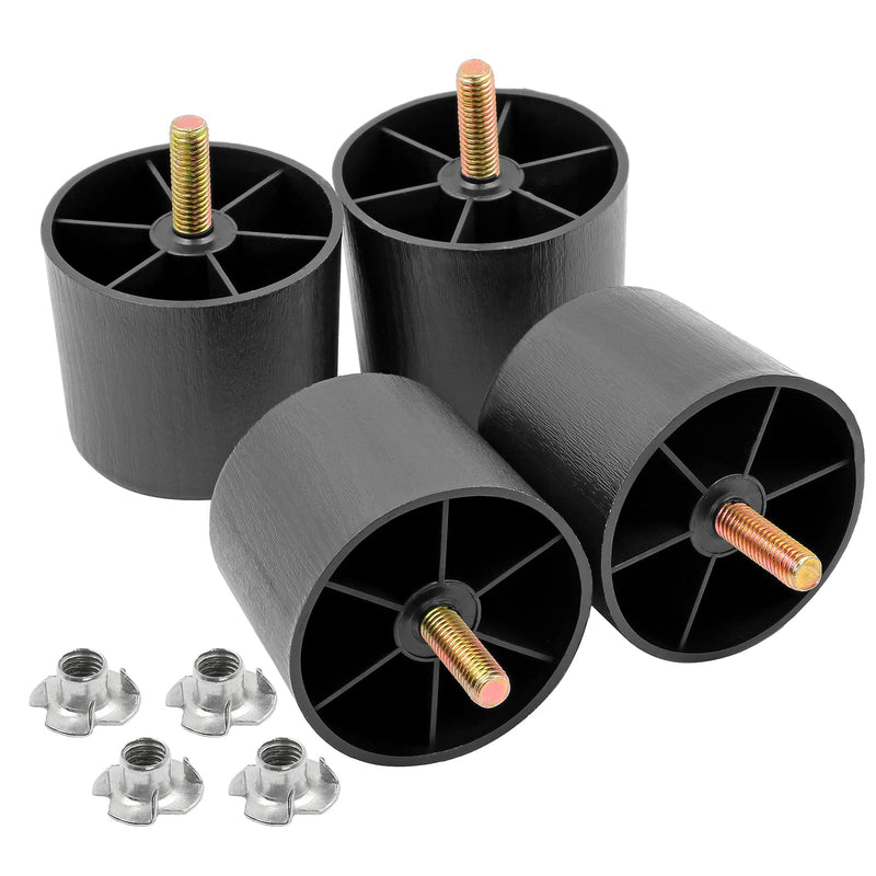 2 inch Plastic Furniture Legs, Round Tapered Table Legs Black Sofa Legs Replacement Legs with M8 Hanger Bolts for Couch Table Sofa, Pack of 4 M8 x 2 Inch