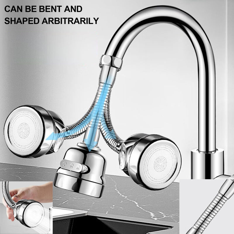 Faucet Sprayer Attachment，Kitchen Faucet Head Replacement 360° Rotatable 3-Speed Faucet Extender with Universal Aluminum Adapter for Kitchen Sink Long