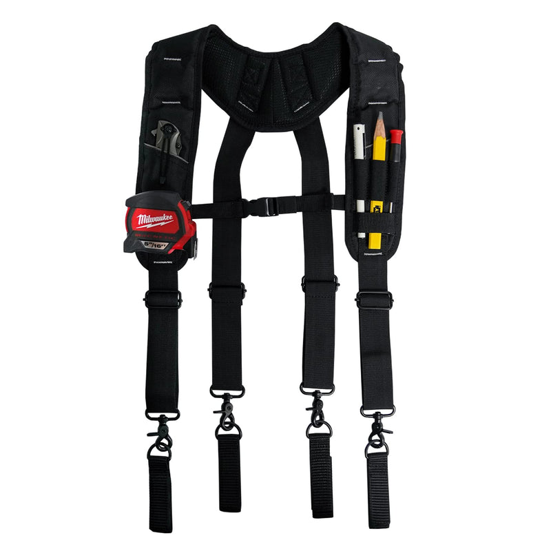 KUNN Tool Belt Suspenders Padded Carpenter Construction Electrician Work Suspender with Attachment Loops for Men,Black SW001-BLK
