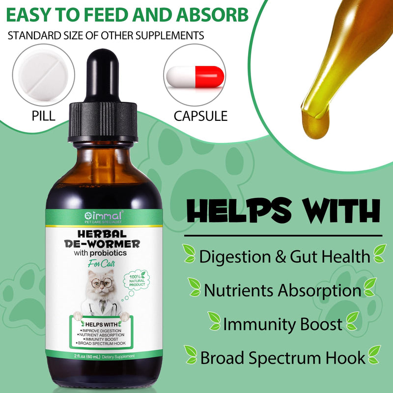 Natural Cats Broad Spectrum Treatment, Herbal Cleanse fot Cats, Digestive Support, Promotes Gut Health & Flora Balance, Cat Multivitamin Supplement Drops with Probiotic for Puppy & Kitten, 60ml