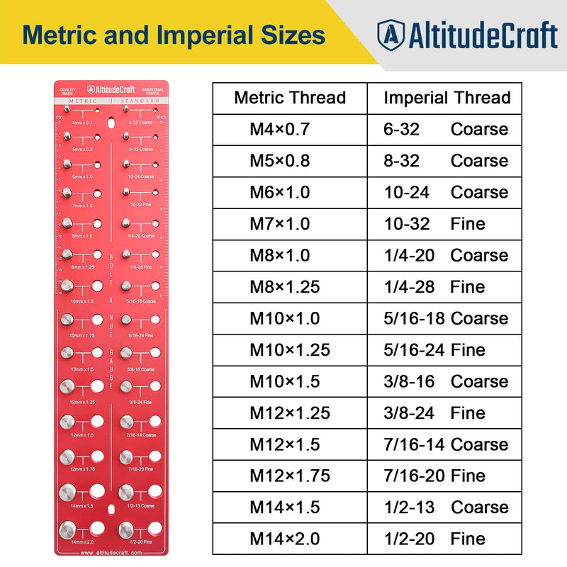 Thread Checker, Nut and Bolt Thread Checker, Bolt Size and Thread Gauge, Bolt and Nut Identifier Gauge, Bolt Gauge