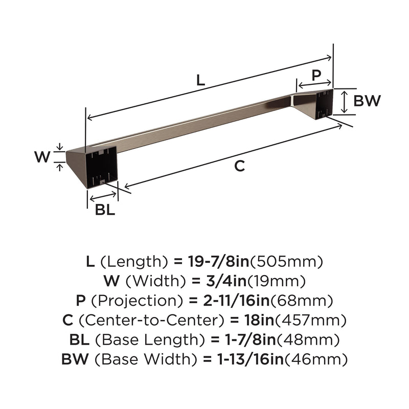 Amerock BH36003G10 | Brushed Nickel Towel Bar | 18 inch (457 mm) Center-to-Center Towel Rack | Blackrock | Bathroom Towel Holder | Bathroom Hardware | Bath Accessories