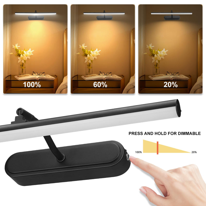 Picture Light Battery Operated,15" Wireless Accent Light for Wall, Remote Painting Light with Timer and Dimmable for Art,Display,Frame,Mirror-Black Black 15INCH