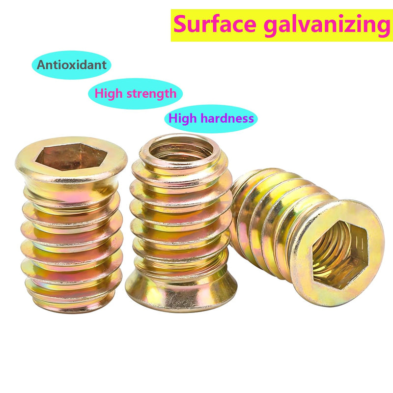 20 Pcs Threaded Insert, Hex Drive Threaded Inserts for Wood, Furniture Nuts, Hex Socket Drive M5x10mm, Wood Inserts M5 x 10