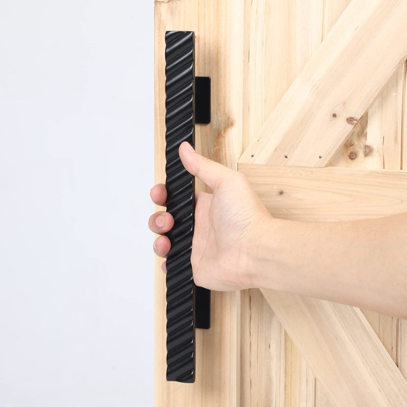 Solid Brass Sliding Barn Door Handles Set, 12 Inch Heavy Duty Two-Side Design, for DIY Sliding Barn Door Handle Gates Garages Sheds Furniture - Black Finish