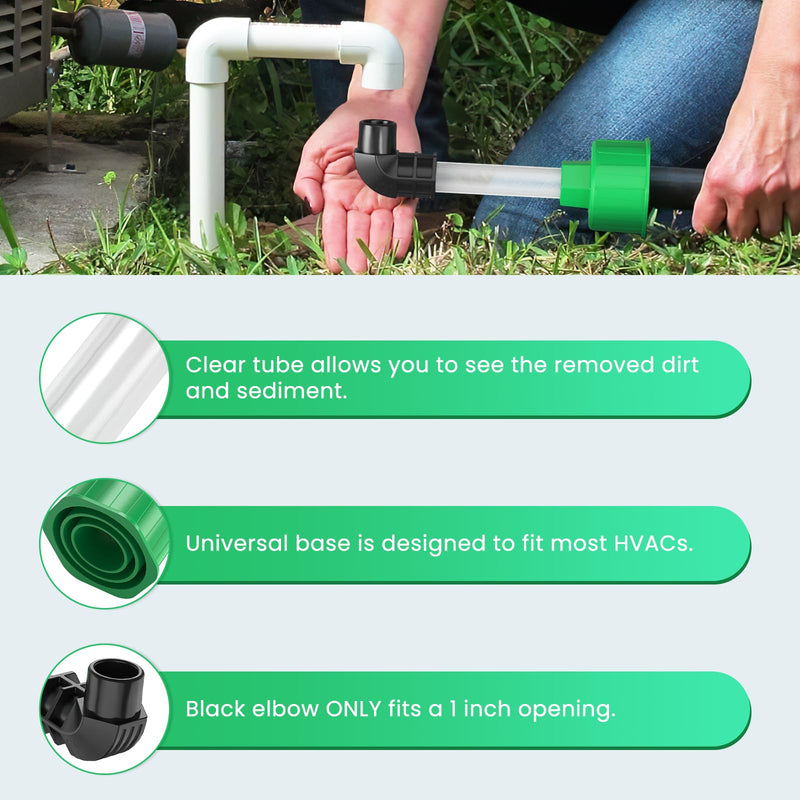 AC Drain Line Unclogger Adapter, A/C Pipe Drain Line Cleaner Tool Green
