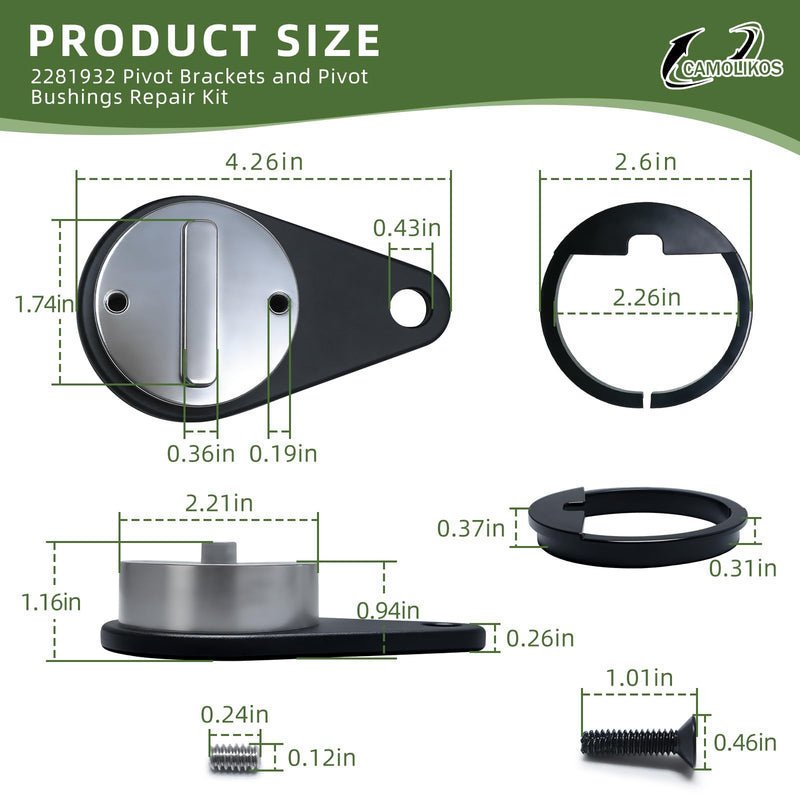 2281932 2287300 2283411 Pivot Brackets and Pivot Bushings Repair Kit Fits for Minn Kota Ultrex Fortrex Trolling Motors