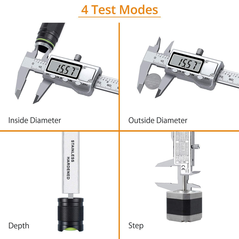 Neoteck 4 inch/100mm Digital Caliper, Stainless Steel Electronic Calipers Measuring Tool inch/mm Conversion, Large LCD Screen 4 inch Digital Caliper