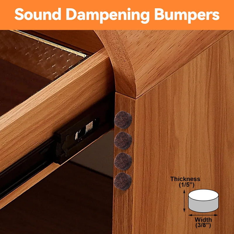 Felt Cabinet Door Bumpers-Small Felt Pads for Cabinet Doors, Cabinet Bumpers Felt, 3/8" Diameter 100PCS, 5mm Thick Self Adhesive Brown