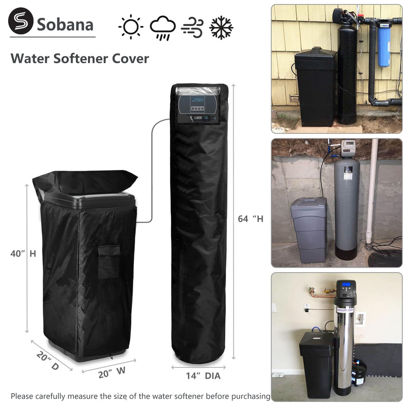 Water Softener Cover,Outdoor Insulated Water Softener Tank Cover with Top Transparent PVC Window + Brine Tank Cover with Split Zipper Opening - Prevent Sweating (Black) Split Type 64''h Water Softener Cover (Split-type)