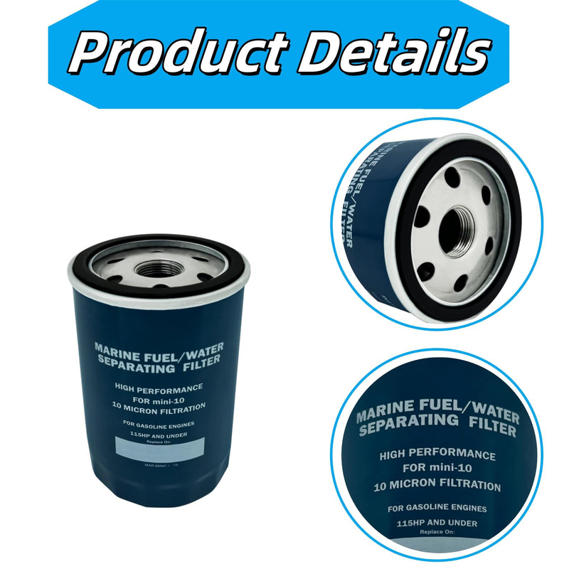 Marine Fuel Water Separating Filter Si-era 18-7865 Compatible with Ya-mah Mini-10 10 micron Outboard Engines MAR-MINIF-IL-TR MAR-MIOAS-00-00 -2 pack
