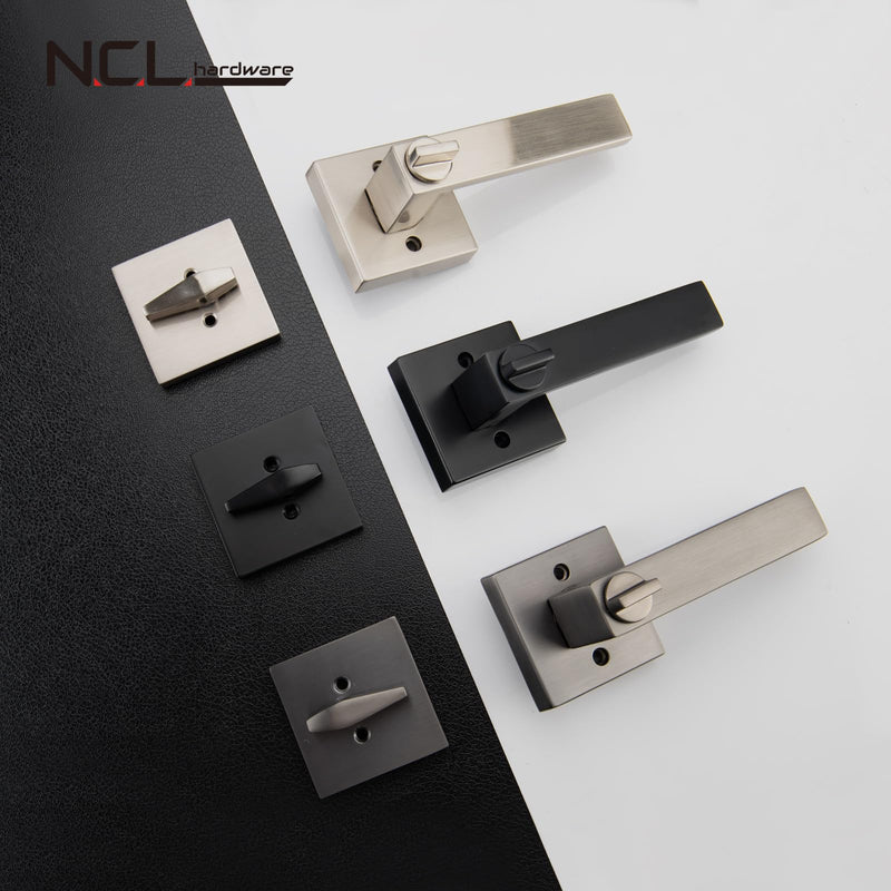 NCL Keyed Entry Door Lever with Single Cylinder Deadbolt, Keyed Alike Heavy Duty Combination Set, Black Exterior Door Lock Set for Front Door 1 Simple Entry Matt Black