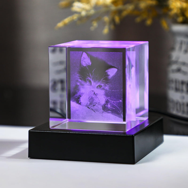 ZEERSHEE LED Light Display Base for Crystal 3D Glass Art, 7 Lighting Mode Color Change Square Stand Base Plate Flat Square-B