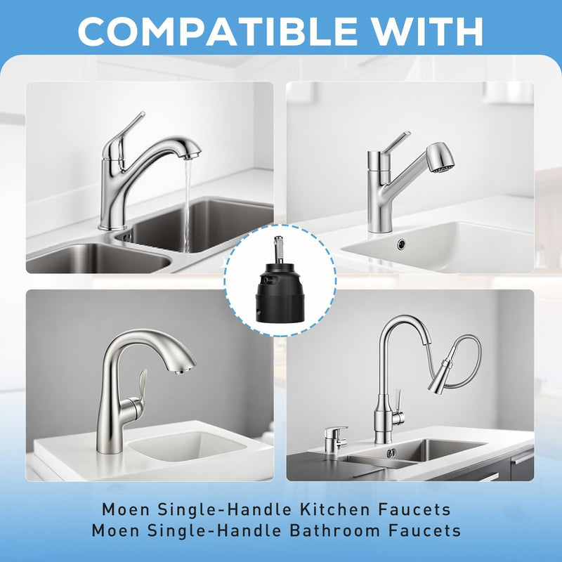 1255 Replacement Cartridge for Moen Kitchen Faucet Parts Single Handle Cartridge Leak Proof Design for Duralast, Stainless Steel Lever