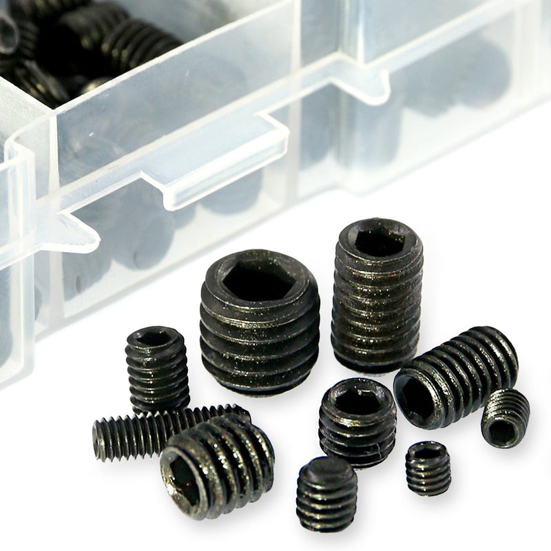 Swpeet 400Pcs Allen Head Socket Hex Grub Screw Assortment Kit, Including 10 Sizes M3/4/5/6/8 Internal Hex Drive Cup-Point Set Screws for Door Handles, Faucet, Light Fixtur - NewNest Australia