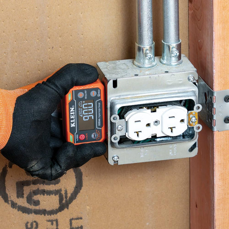 Klein Tools 935DAA Digital Electronic Level and Angle Gauge, LED Angle Alert, Measure and Set Angles, 0-90 and 0-180 Degree Ranges