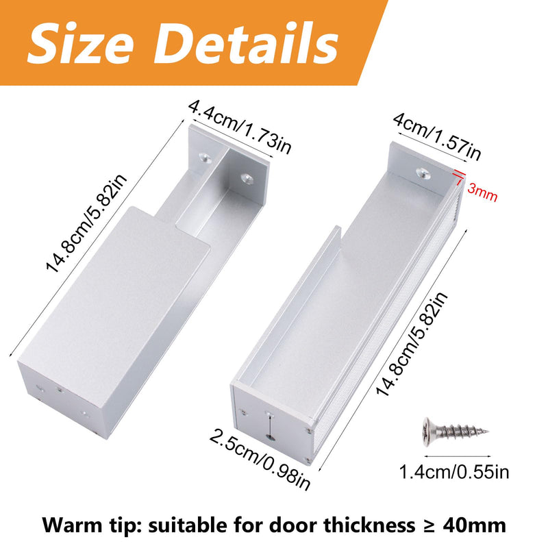 MOROBOR 1 Pcs Pocket Door Handles, Sliding Door Pull Hardware Recessed Finger Flush Pull Closet Door Pulls for Sliding Barn Door Drawer Cupboard Wardrobe(Silver) Silver