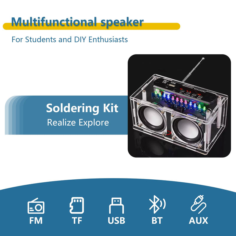 Compatible Speaker Kit Soldering Practice kit Voice-Activated Level Indicator Dual Channel Speaker for Soldering Project Transparent
