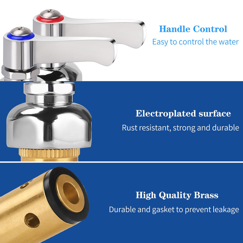 Hot and Cold Side Handle Stem Assembly, Brass Spindle Assembly Replacement Fit for All T&S Faucet Valve (Replace 002713-40 002714-40)