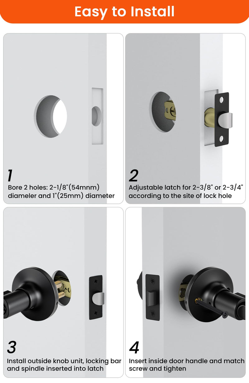 Haidms Black Exterior Door Handle Set with Deadbolt, Front Door Lock Set, Matte Black Door Lever and Single Cylinder Deadbolt, Entry Door Locksets, Heavy Duty Zinc Alloy 1 Pack Lever&Deadbolt