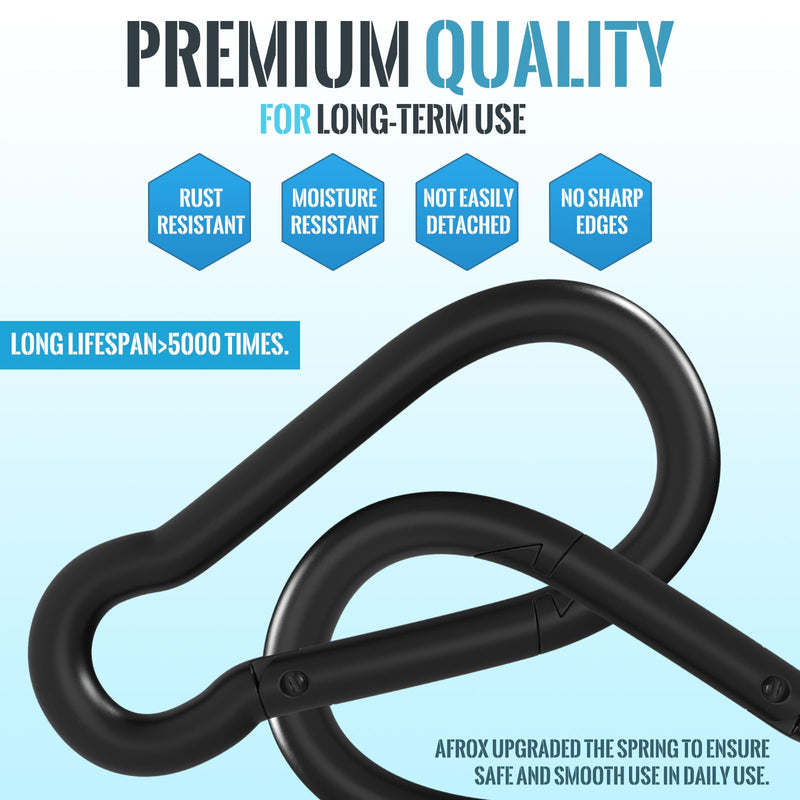 Spring Snap Hook Carabiner, M5/M8/M10 Black Heavy Duty Carabiner Clip, Quick Link Keychain Hook for Outdoor Camping, Swing Hammock, Gym M5 (1.96Inch)-120pcs