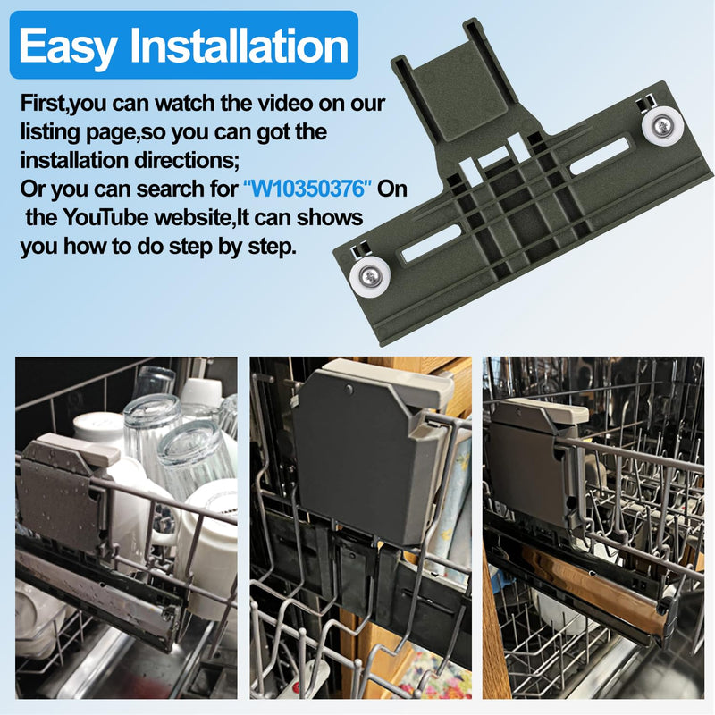 Upgraded W10350376 W10350374 Dishwasher Top Rack Parts For Kenmore/Kitchenaid Dishwasher Parts Upper Rack, W10195840 W10712394 Dishwasher Rack Parts For Whirlpool Dishwasher Top Rack Parts(10 Packs)