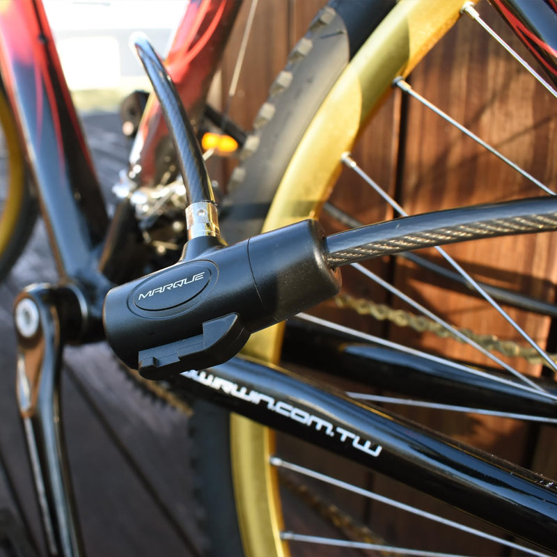 MARQUE Bike Lock with Key – 3/8” (4Ft, 7Ft, 15Ft, 25Ft) Straight Cable Locks with Keys, Anti-Theft Security Cable for Bicycles, Scooters, Kayaks, Paddle Boards, Gates 15 FT