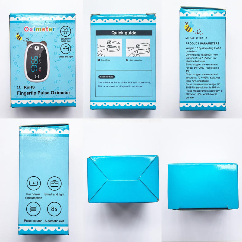Kids Fingertip Pulse Oximeter – Children SpO2 Oxygen Monitor, Panda Cartoon Finger Pulse Rate Device for Wellness and Travel
