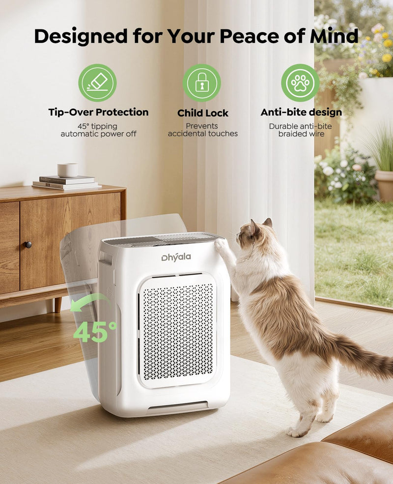Official 6 pcs Pre-Filters & 2pcs Hepa Filters Compatible with KJ03 Air Purifier, Removes Pollen, Dust, Smoke