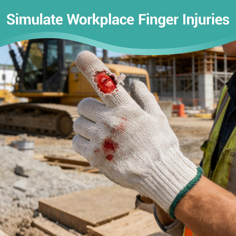 Wearable Finger Fracture Wound Trainer, Finger Injury Simulation Model with Glove, Realistic Fracture Wound Packing Trainer for First Aid & Workplace Safety Training