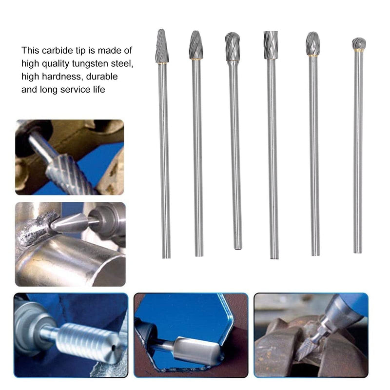 Cylinder Head Porting Kit, Tungsten Steel Carbide Burr Set for Die Grinder, Rotary Burr Bits for Grinding, Polishing and Shaping Cast Iron, Carbon Steel, Metal