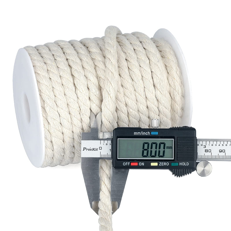 jijAcraft 1/3 Inch Nautical Cotton Rope Crafts, 8mm x 65Feet Clothes line Rope for Outdoor,3 Ply White Rope Cord Unbleached Rope, Macrame Cord Rope for Clothesline, Baskets, Hangings Pots, Pet, Toys 8mm x 65 ft