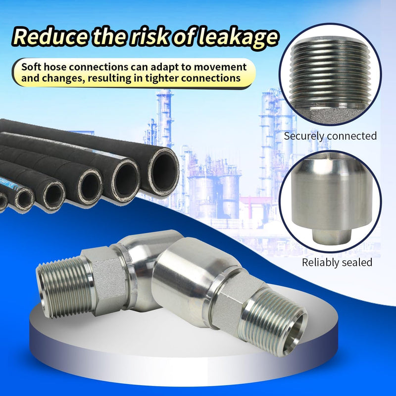 AKM 12 PCS 1/4" Hose x 1/4" NPTF Male Pipe Hydraulic Hose Crimp Fitting Ends 1/4" Hose x 1/4" NPTF 12PCS