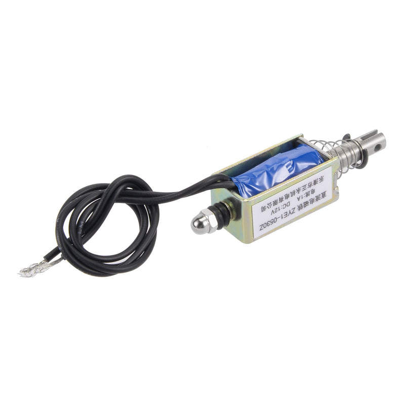 uxcell DC 12V 1A 10mm Stroke 600g Push Pull Type Open Frame Solenoid Electromagnet Black Wire Leads