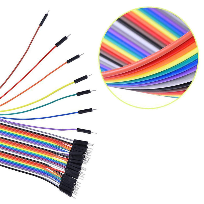 40pcs 10cm Dupont Wire Male to Female 40pin Breadboard Jumper Wires Multi-Color Ribbon Cable Line Connector 40pin(M/F)