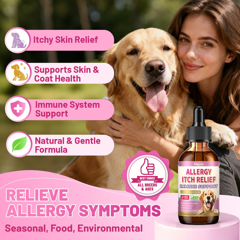 Dog Allergy Relief – 500 Ct Anti-Itch Chews + Natural Allergy Drops for Dogs, Yeast & Itchy Skin Relief, Paw Licking & Ear Support, Skin Coat Immune & Gut Health Supplement