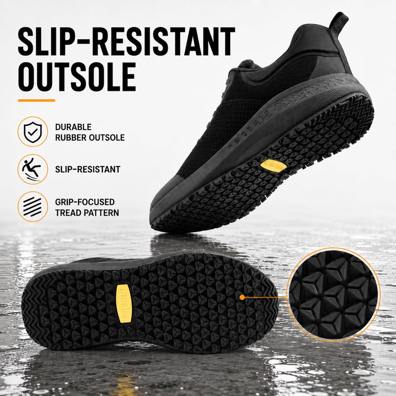 Men’s Slip Resistant Work Shoes, Non-Slip Breathable Sneakers | Made for Busy WorkDays 9 Black