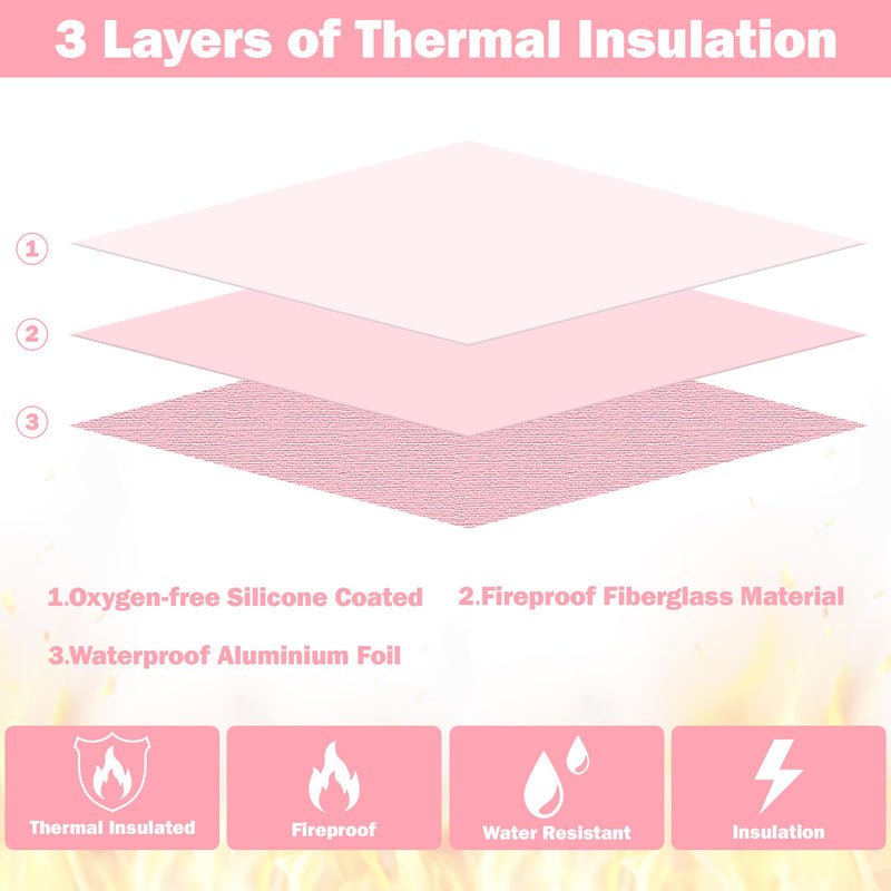 Fireproof Waterproof Document Bag - 5200°F Water Resistant Fire Proof Money Bag, 3 Layers of Heat Insulated Storage with Zipper, 7.9"x5" Portable Files Safe Pouch for Cash Passport (Pink) 7.9"x5" 5200℉ Pink